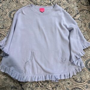 Lilly Pulitzer Girls XL 12-14 or Adult Women XS Knit Cape Light Blue Ruffles